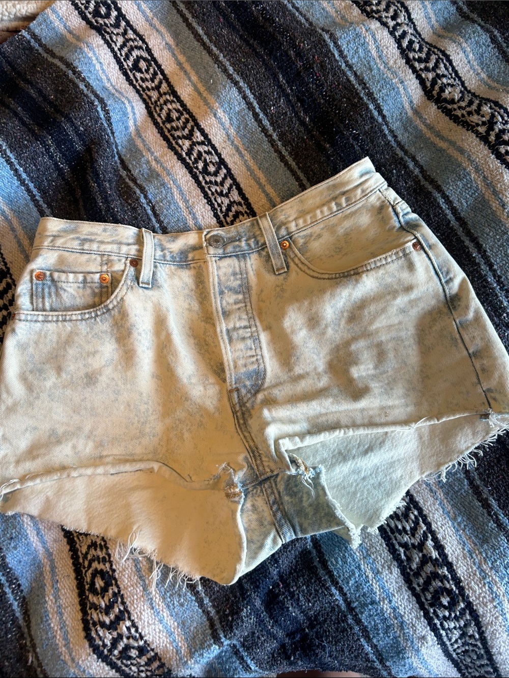 Levi's Light Blue Distressed Denim Cutoff Shorts
